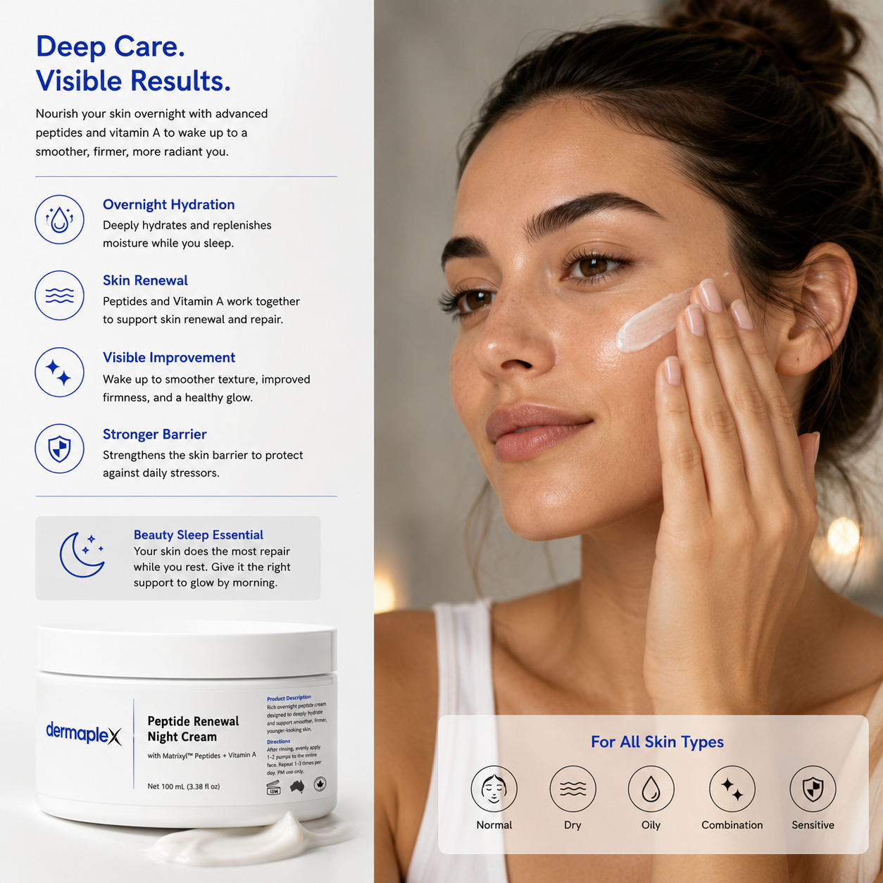 Dermaplex Peptide Renewal Night Cream – Matrixyl™ + Vitamin A | 100mL