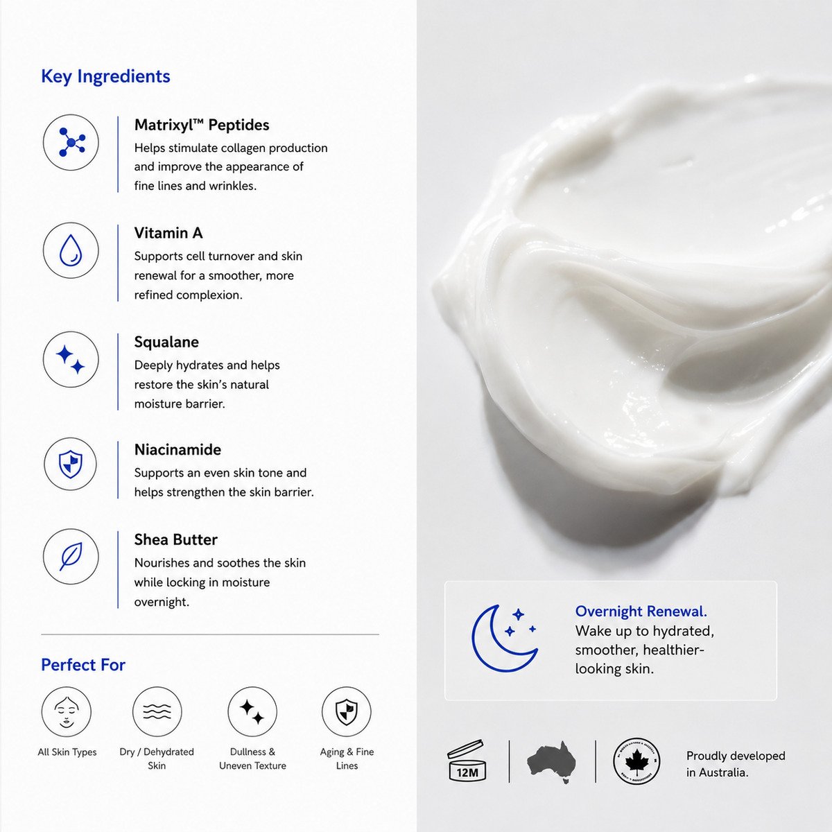 Dermaplex Peptide Renewal Night Cream – Matrixyl™ + Vitamin A | 100mL